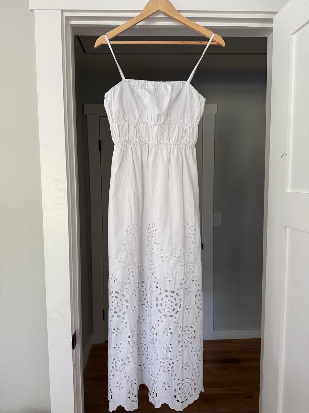 Madewell White Eyelet Maxi Dress with Spaghetti Straps